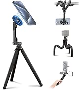 JJC Magnetic Flexible Phone Tripod for iPhone, Bendable Octopus Tripod with 1/4" Screw & Gopro Mo...