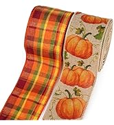 LaRibbons Fall Burlap Plaid Ribbon Wired 2 1/2