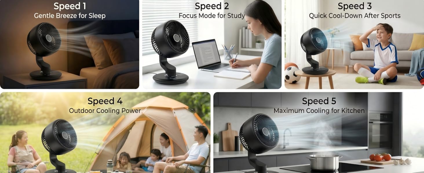 Powerful fan with 5 Speed Adjustable