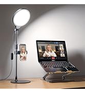 Dimmable Ring Light with Stand for Desk, Adjustable Desk Light for Video Recording, 30 Light Mode...