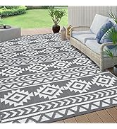 Pauwer Outdoor Rug 9'x12' Waterproof for Patios, Reversible Outdoor Plastic Straw Rug, Indoor Out...