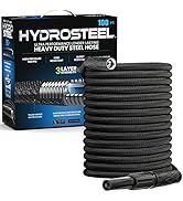 Hydrosteel Metal Garden Hose 100 Ft Water Hose, 3-Layer Heavy Duty Stainless Steel Flexible Garde...