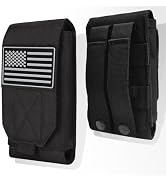 Molle Phone Pouch, Single-Compartment Tactical Phone Pouch with Us Flag Patch, Universal Dual Mol...
