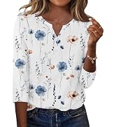 Zeagoo 3/4 Length Sleeve Womens Tops Casual Dressy Summer Blouses Buisness Work Spring Tee Shirts