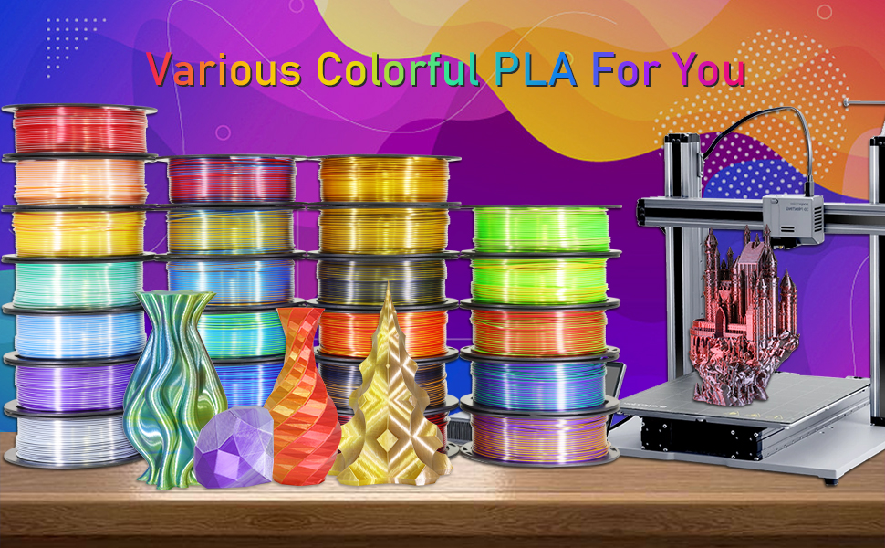 Dual Color 1.75mm 3D Printer Filament Bundle, 3D Printing Silk PLA 6 Spools Pack, Silk White Red