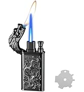 Torch Lighter, Relief Dragon Design Magic Dual Flame Lighter with Adjusting Flame Tool, Creative ...