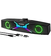 MELOGAGA Computer Sound Bar, USB Powered PC Speakers Soundbar with HiFi Stereo Sound, RGB Lights ...