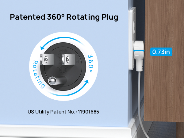 rotating plug extension cord