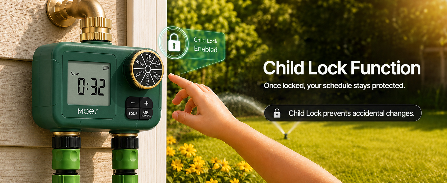 dual-zone water timer for lawn hose