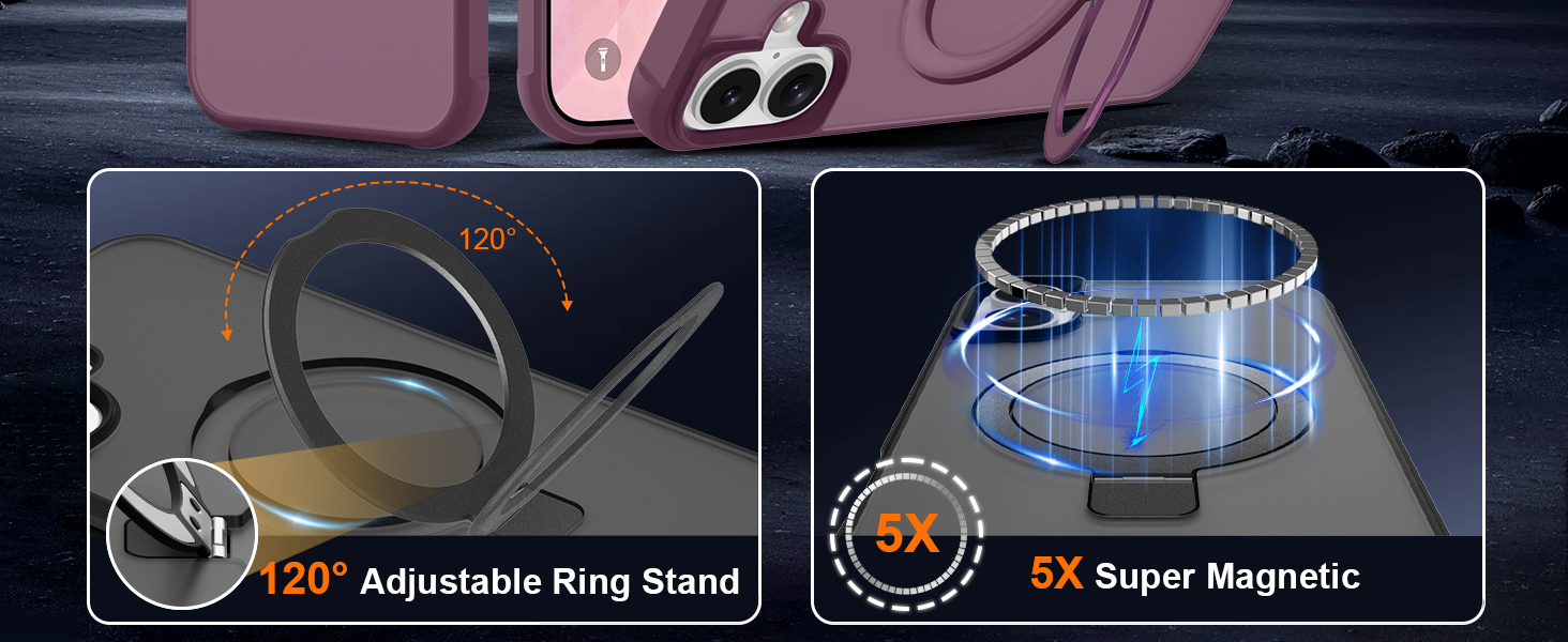 iPhone case with stand magsafe ring magnetic