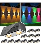 NIORSUN Solar Fence Lights,12 Pack Deck Light,Led Outdoor Lights 3000K/4500K/6000K+ RGB Up &amp; Down...