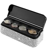 carleef Bling Coin Holder for Car,4 Compartment Car Organizers and Storage with Rhinestones Compa...