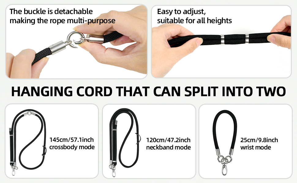 The buckle is detachablemaking the rope multi-purpose,easy to adjustsuitable for all heights