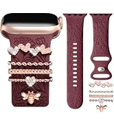 DaQin Flower Engraved Band Compatible with Apple Watch Band 40mm 38mm 41mm 44mm 42mm 45mm 49mm Wo...