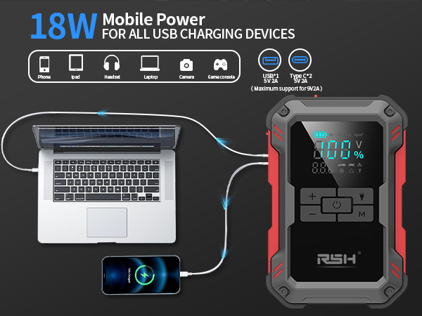 15000MA Jump Starter with Air Compressor