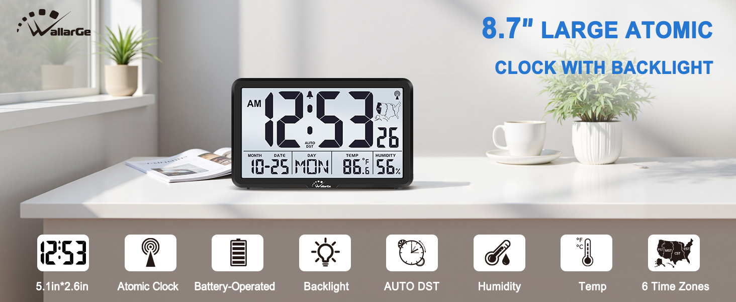 Atomic wall clock with backlight