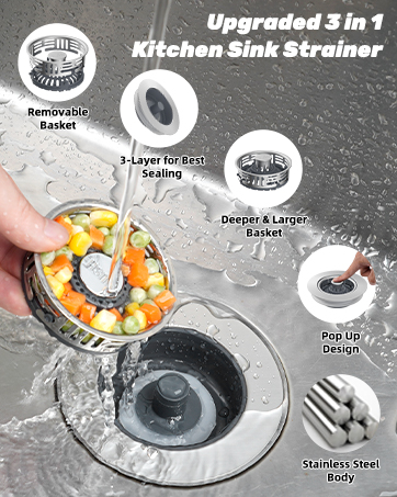 3 in 1 Kitchen Sink Strainer
