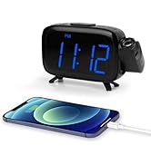 Digital Projection Alarm Clocks for Bedrooms - Large LED Display, 180° Rotatable Projector, 2-Lev...