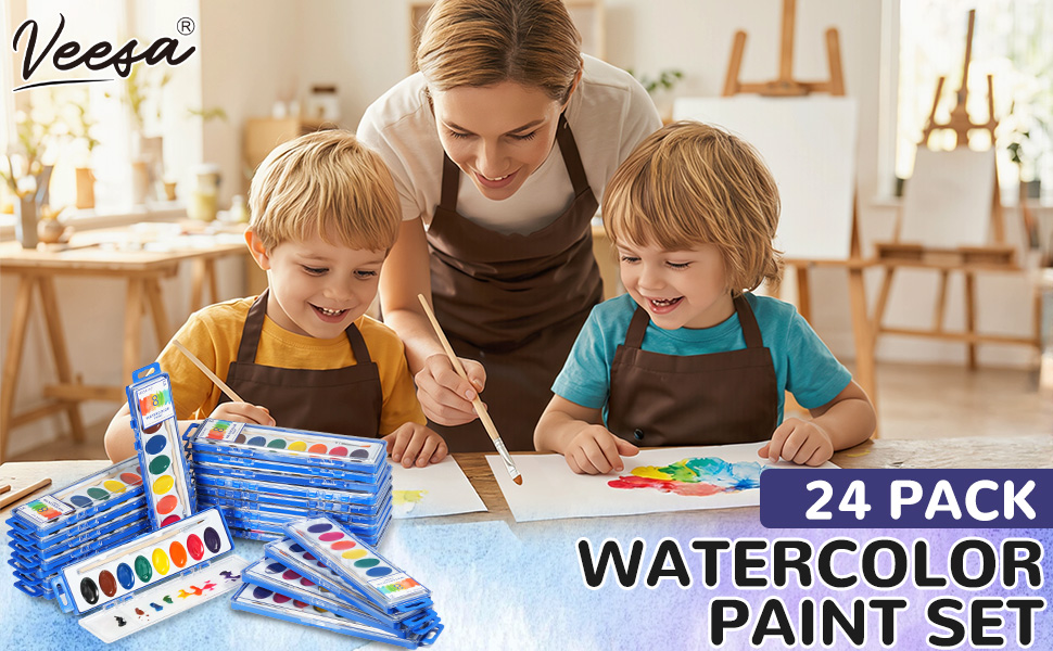 24 PACK 8-COLOR WATERCOLRO PAINT SET