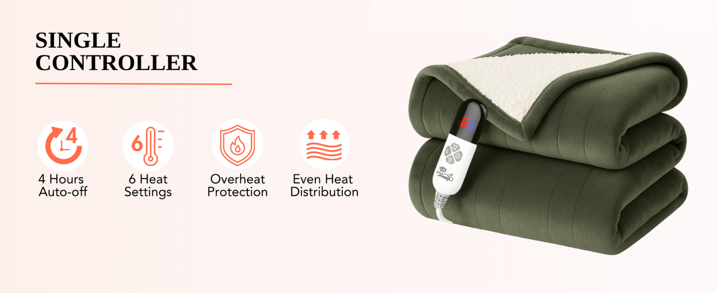green heated throw blanket