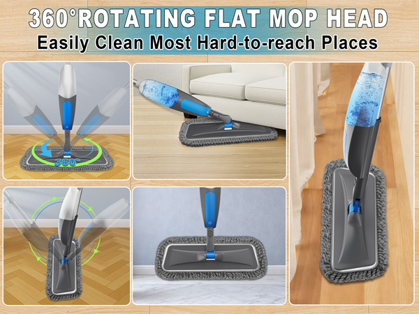 360 degree rotating flat mop head