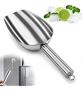 HUAKENER Ice Scoop for Freezer with Magnetic Hook, 12oz Stainless Steel Ice Scoop for GE Profile ...