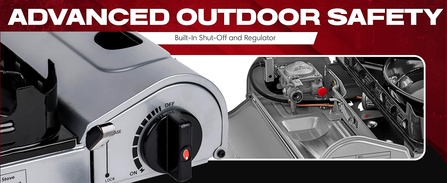 15,000 BTU Portable Butane Camping Stove COMBO with 4 x 8oz. Butane Fuel Canister