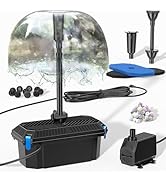 Biling Pond Filter with Fountain Pump Kits, 660GPH Koi Pond Filter with 40W Pond Pumps for Outdoo...