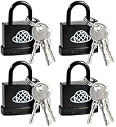 4pcs Weatherproof Padlock with Key for Outdoor Use, Keyed Outdoor Padlock with Plastic Shell, Sma...