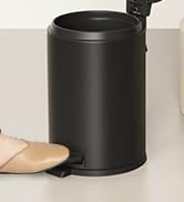 Cesun 1.2 Gallons Small Black Trash Can, Bathroom Garbage Can with Lid and Foot Pedal, Mini Round