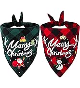 Viretec Christmas Dog Bandanas Pack of 2, Pet Classic Plaid Large Cotton Scarfs, Adjustable Washa...