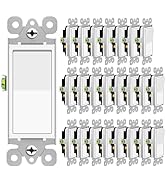 Three Way Switch White, GreenCycle 24 Pack 3 Way Rocker Light Switch 15A 120/277V, On/Off Rocker ...