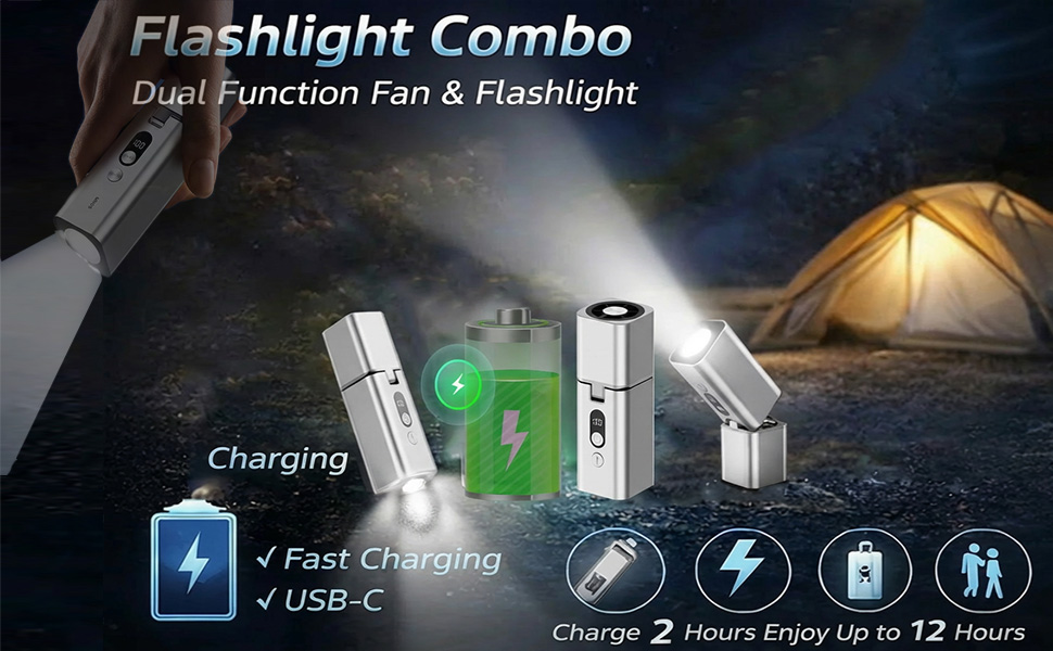 handheld turbo fan with flashlight