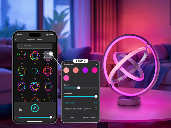 a phone with a light bulb and a globe on the table.
