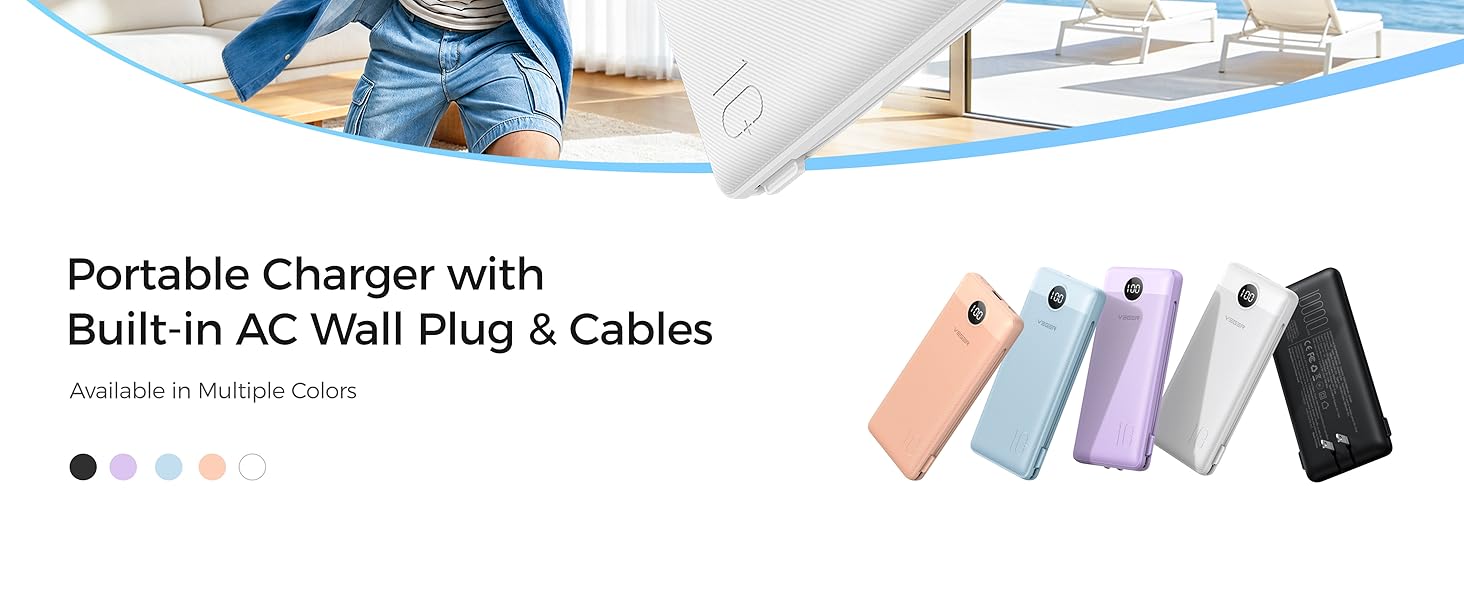 portable charger with built in cable