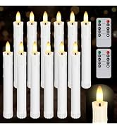Warmhere 12 Pcs Short Flameless Taper Candles with Remote Timer, 6" Fake Taper Candles Battery Op...