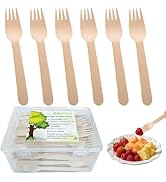 200pcs Disposable Wooden Forks,6 Inch Charcuterie Food Biodegradabl Forks Ecompostable Utensils, ...