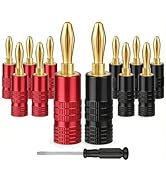 Zylveron Banana Plugs, Solderless 24K Gold Plated 4mm Speaker Wire Connectors | 6 Pairs / 12 Pcs ...