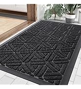 Smiry Front Door Mat Indoor Outdoor Entrance, Heavy Duty Natural Rubber Mat, Water Absorbent and ...