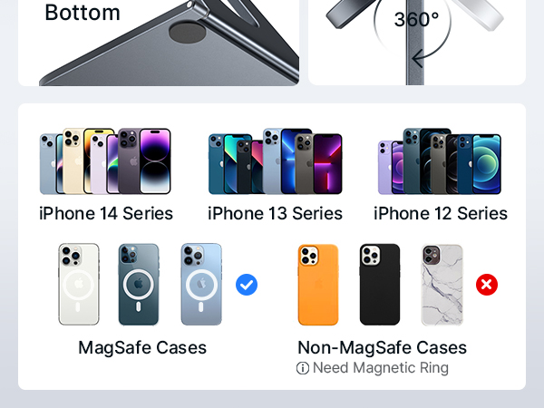 JSAUX Magnetic Wireless Charger Stand Compatible with MagSafe Charger