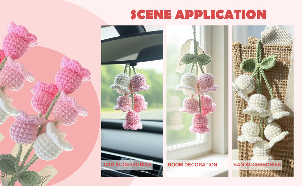 blue accessories crochet keychain plush keychain keychain charms pink car decor crochet flower