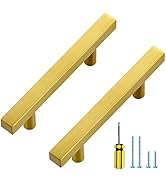 Ravinte 30 Pack Gold Cabinet Handles 3 Inch Brushed Brass Square Cabinet Pulls Gold Hardware for ...