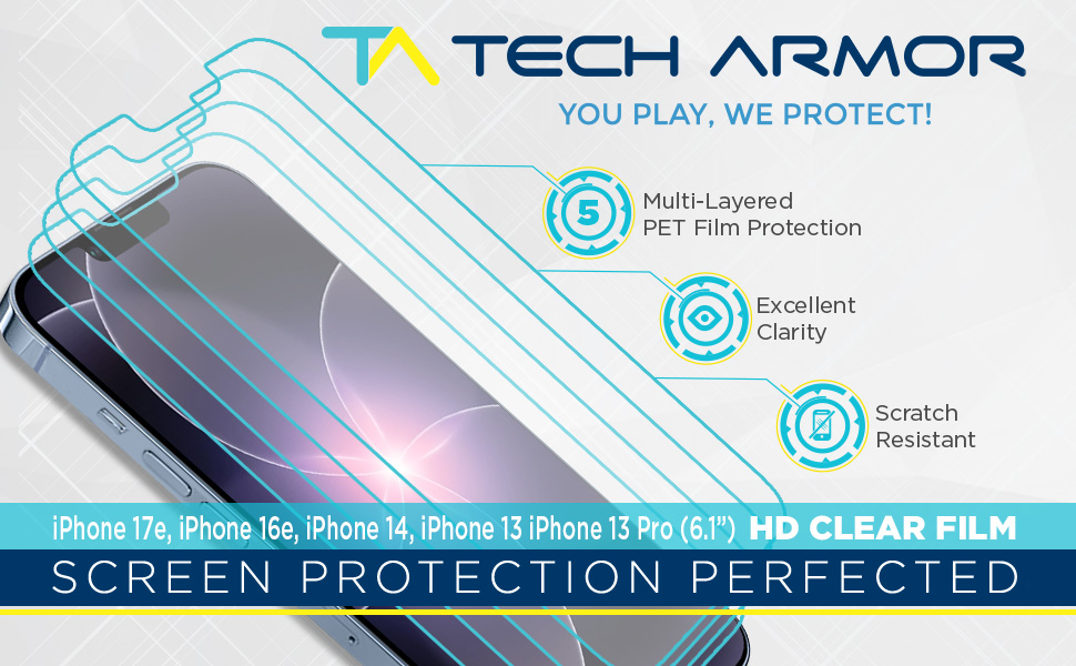 iphone 17e/16e/13 6.1 iphone 13 pro 6.1 HD PET film screen protector