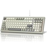womier DK98 Retro Wired Gaming Keyboard Creamy Membrane with Rainbow RGB Backlight - Quiet,Volume...
