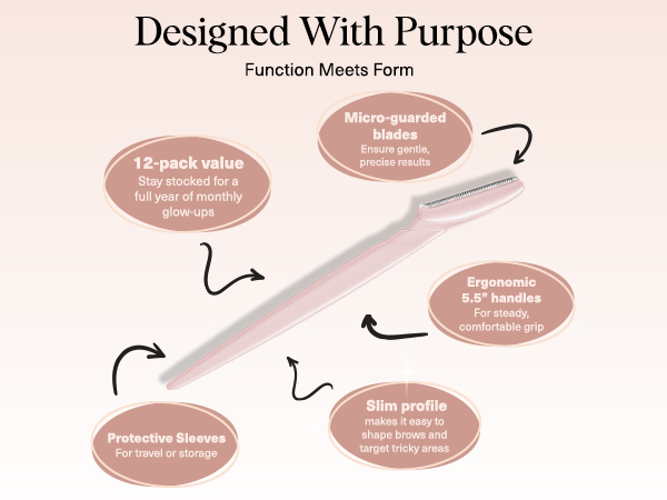 Kitsch Dermaplane Razor, Shaver, Recycled Plastic Dermaplaning and Skin Care Tool Blush