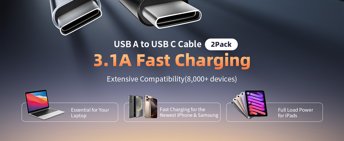 10FT USB to USB C Cable Fast Charging Cords