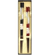 Japanese Chopsticks Set of 2 Pairs [Made in Japan] - Metallic Foil Finish Lacquered Wooden Chopst...