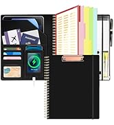 Clipboard with Storage Zipper Pouch, Spiral Leather Portfolio Organizer, 5 Folders with 10 Pocket...