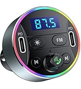 Dual PD 40W Type-C USB Car Charger Bluetooth Car Adapter Bluetooth 5.3 FM Transmitter for Car wit...