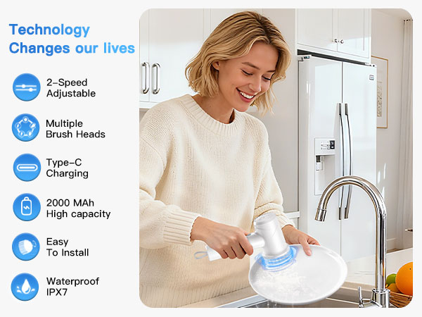 Electric Spin Scrubber - Cordless IPX7 Waterproof Shower Scrubber